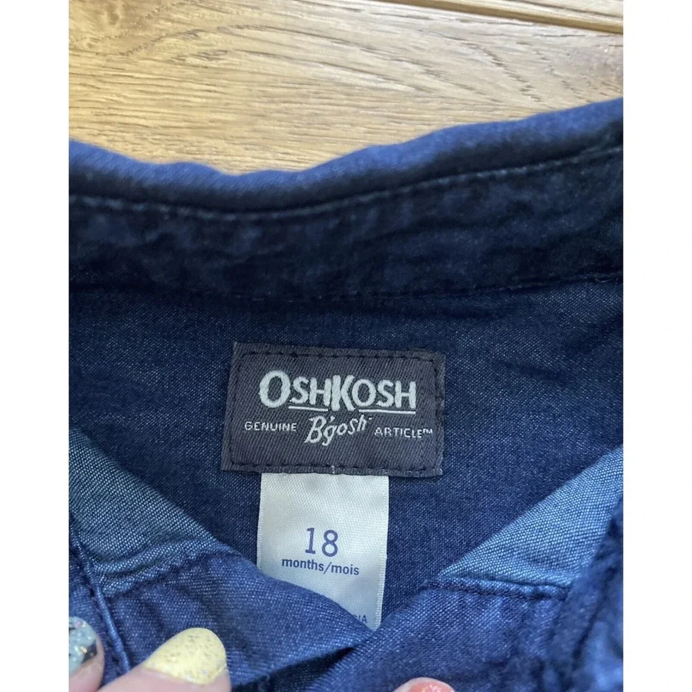 NWT -Oshkosh B'gosh‎ Bodysuit 18 Mo Denim Front Pockets